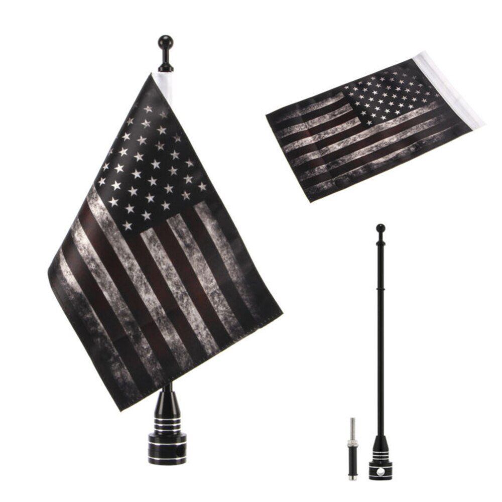 Mât de drapeau latéral réglable universel pour moto, 6x9 pouces, en Polyester, 8 drapeaux de pays pour la plupart: US black 1