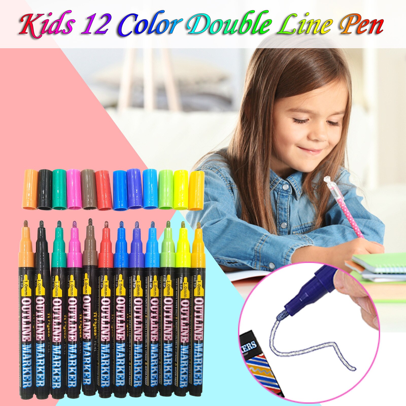 4# 12pc Metallic Markers Paints Pens Art Glass Paint Outline Writing Markers 12ml For School Drawing Painting Art Supplies