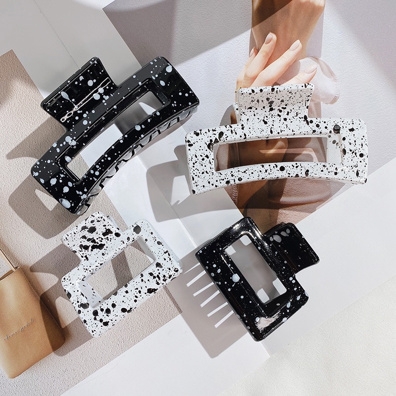Mode Klauw Clip Vrouwen Haar Clips Eenvoud Zwart Wit Splash Inkt Haar Klauw Meisjes Haarspeld Haar Haarspeldjes Haaraccessoires