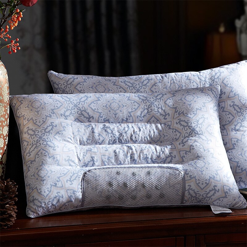Orthopedic pillow Cassia Seed Filling Printed Magnetic Therapy Neck Pillow for Cervical Health Care Sleep Bed Pillows 1Pc: Default Title