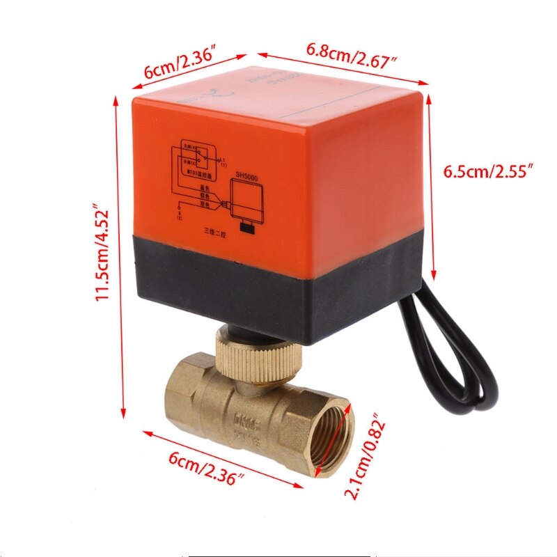 Electric Motorized Brass Ball Valve DN15 AC 220V 2 Way 3-Wire with Actuator
