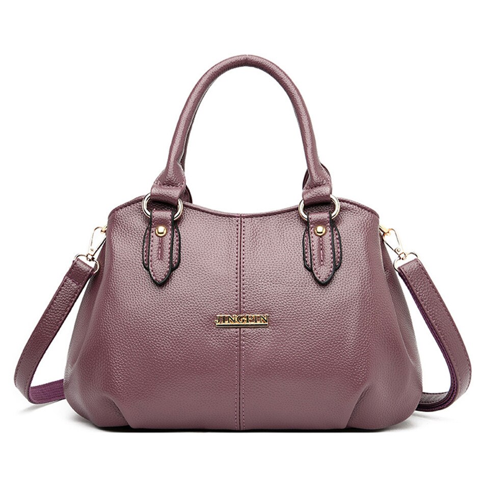 3 grote tassen, grote capaciteit, casual tote bag, zacht leer, dames handtas, crossbody schoudertas voor vrouwen, sac a dos: Zeil paars