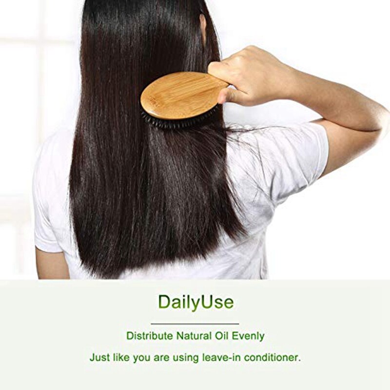 Hair Brush Boar Bristle Hair Brush with Nylon Pins Bamboo Paddle Detangler Brush Detangling Adding Shine Brushes Daily Use for C