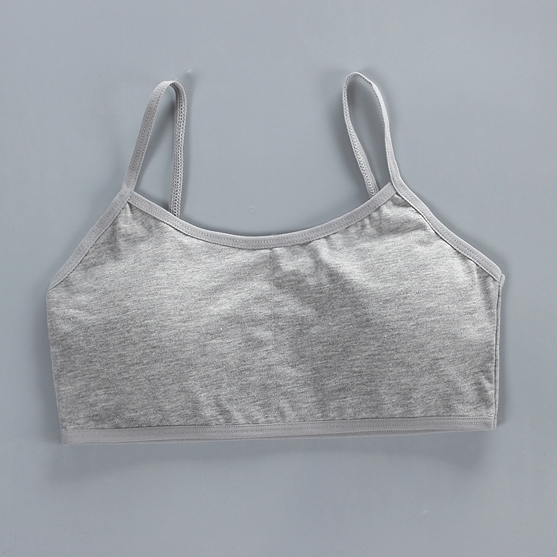 Lingerie Tops for Teenage Girls Camisoles Tanks Straps Bra Wire Free Adjustable Bralette Cotton Soft Suspender Bras Underwear: Grey