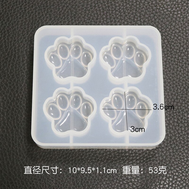 Gato pata molde de silicone (4 cavidade) cão molde de pata animal molde claro para resina uv decoden cabochão diy moldes de resina para jóias
