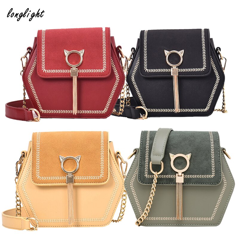 Longlight Woman Fashionable Shoulderbag Pu / Frosted Polyester Luxury Leather Brand Handbag Crossbody Bags For Women