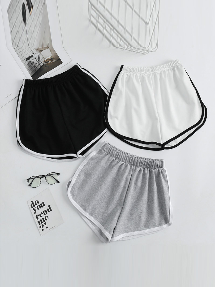Pantalones cortos deportivos a rayas para mujer, pantalones cortos sueltos simples, pantalones cortos adelgazantes informales para mujer, cintura alta, monocromáticos, de verano