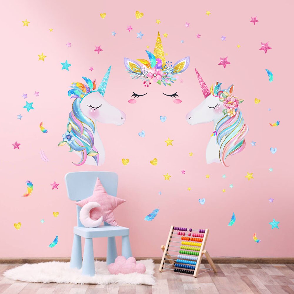 Unicorn Wall Stickers Pink Wall Stickers Girl Decoration Wall Stickers Living Room Children Bedroom Stickers
