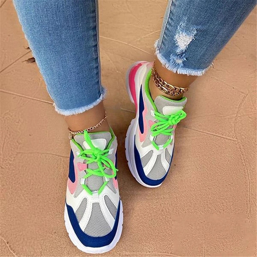 Doratasia kvinders blandede farver sneakers damer flad platform snørebånd sko kvinde afslappet efterårs sneakers stor størrelse 35-43