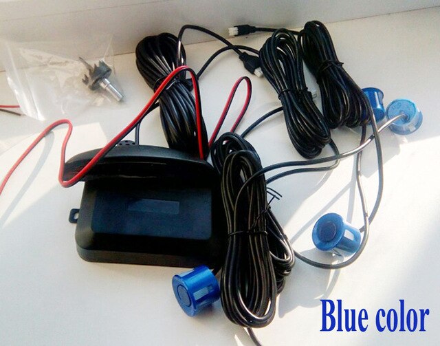 LED display Car Parking Sensors 4 Radars AutomobileCar-detector Parktronic Alarm Black white RED blue silver: Blue