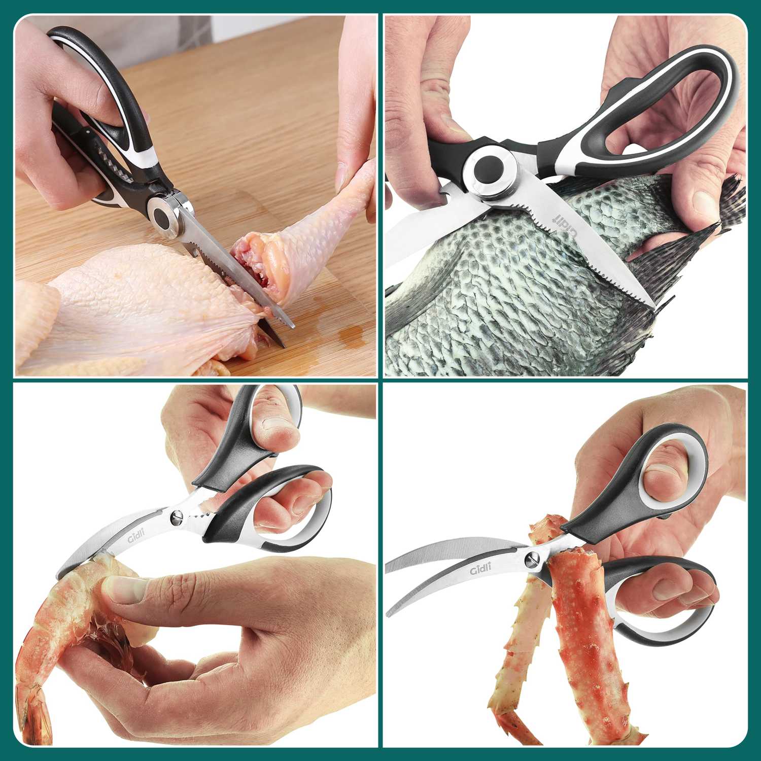 Kitchen Fish Scissors Multipurpose Raptor Shears Tool Meat Vegetable Seafood Clippers BBQ Scissors Opening Bottle