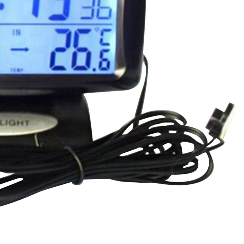 Auto Elektronische Uhr Temperatur Meter Auto Innen Und Außen Thermometer Dual Sensoren LCD Blau Hintergrundbeleuchtung