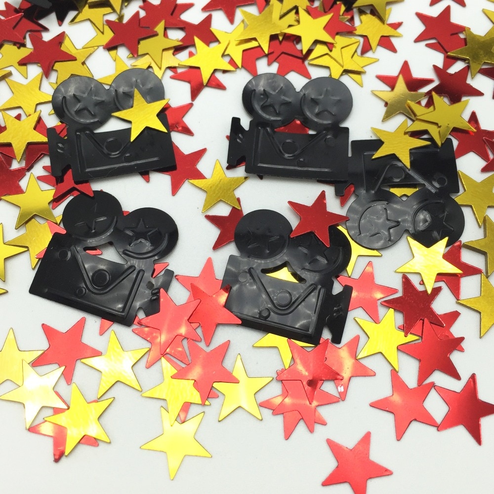 Hollywood Confetti Movie Camera Star Party Tableware Decorations Awards Night Stars Confetti Movie Red Carpet VIP Party Decor