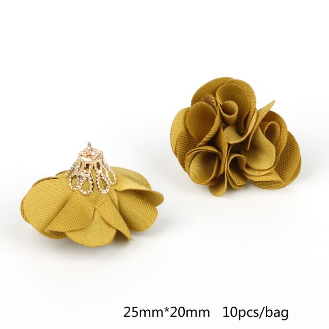 Top 10 stücke Blume Gold Hohl Perlen Kappe Mit Perle Perlen Stoff Quaste Für Ohrringe Anhänger DIY Schmuck erkenntnisse: Dark Green