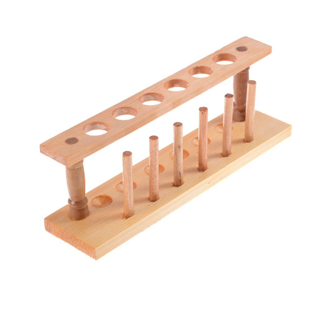 6 Holes and 6 Pins Test tube Stand Shelf Test Tube Rack Holder Support Wooden Burette Stand Laboratory Lab School Supply