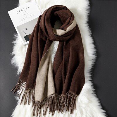 Luna & dauphin châle européen femmes 180x100cm | Laine vierge d'hiver, foulards hommes, Beige laine à carreaux, écharpe de couverture, Pashmina glands: coffee