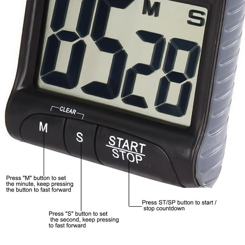 1pc multifunktionell lcd digital display timer bärbar köketimer med väckarklocka och nedräkningsfunktion matlagningstimer
