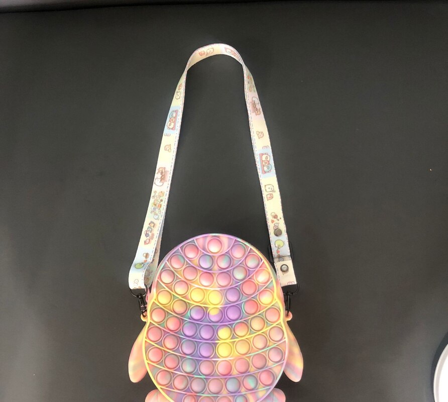 Kawaii – sac à main licorne ours fraise PopIt Fidget, jouets presse à doigt, sac à bandoulière, soulage l&#39;anxiété et le Stress, mignon