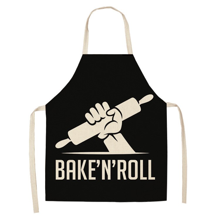 1pcs Kitchen cotton and linen aprons, monogrammed black and white patterned aprons, sleeveless aprons, cooking and baking tools: ILW-0002-14