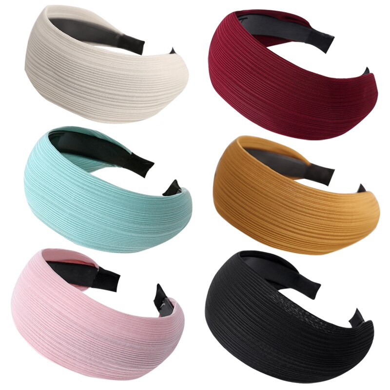 Diademas cinta para el pelo para niña y mujer, bandana ancha lisa, accesorios para el cabello, diademas