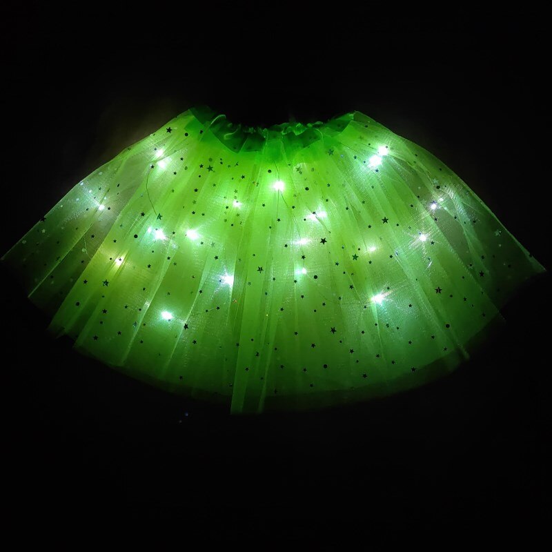 Style Mesh Skirt With Light Glows Children's Birthday Year Party Fun Girl's Skirt LED Strange Sky Blue