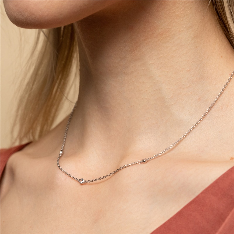 ROXI 925 Sterling Silver Crystal Necklaces &amp; Pendant Statement Neckalce for Women Clavicle Chain Necklace Choker Collier Femme