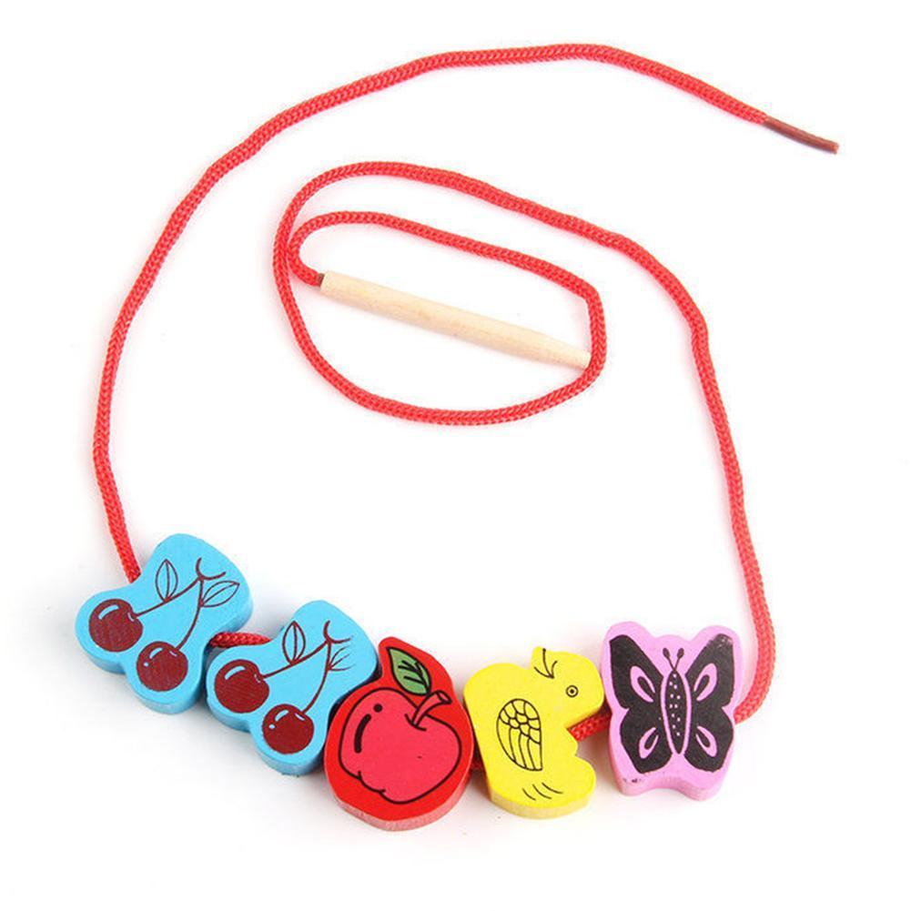 Jouets en bois pour bébés, 25 pièces, dessin animé, perles de laçage, jeu d'apprentissage, illumination éducative, pour enfants