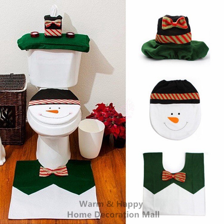 Happy Santa Toilet Seat Cover & Rug Badkamer Set Christmas Decorations Party Decor voor Kerstmis