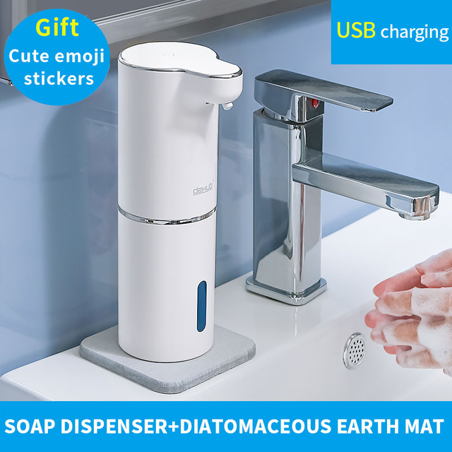 Multifunctional Bathroom Soap Dispenser Intelligent Sensing Foam Soap Dispenser USB Charger Hand Sanitizer: Add diatom mat