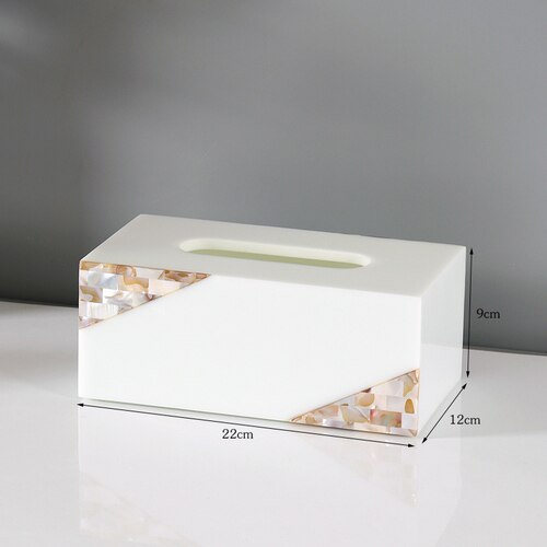 Coquille Résine Salle De Bains Ensemble Rince-bouche Tasse Lotion Bouteille Brosse À Dents Porte-Savon Porte-Boîte à Mouchoirs Aromathérapie Bouteille Boîte De Coton-Tige: tissue box
