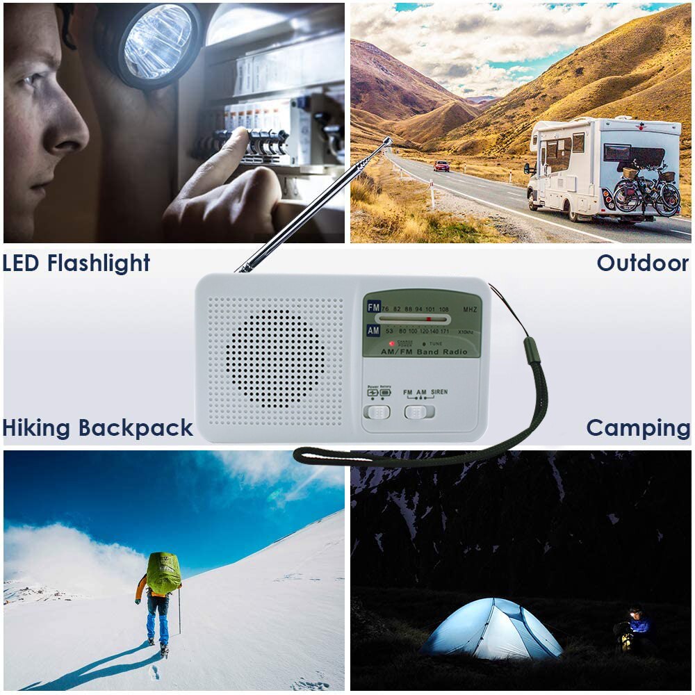 Solar crank dynamo solar fm am milieuvriendelijke draagbare nacht led zaklamp en sirene functie zelfopwindende 500 mah powerbank