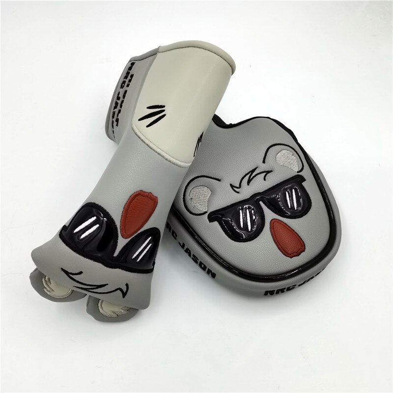 Djur golf koala headcover pu läder golf driver fairway woods hybrid putter covers 135ut komplett set maskot nyhet