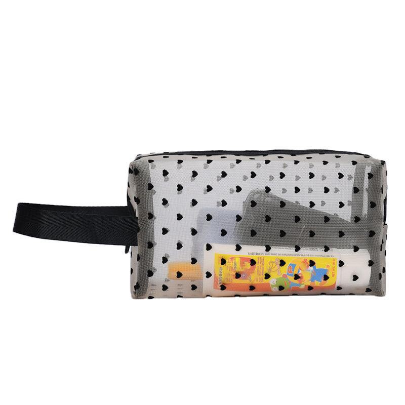 Bolsa con malla para cosméticos bolsa de maquillaje de viaje, torre de lavado, bolsas organizadoras de belleza, Kit de aseo de almacenamiento transparente, 1 unidad