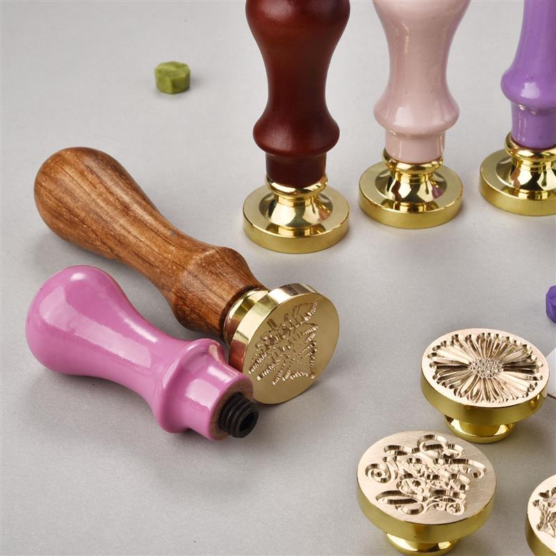 retro Stempel Holzgriff Antike Metall Dicht Griff Hochzeit Einladungen Wachs Dichtung Stempel DIY Handgemachte Kunst Handwerk