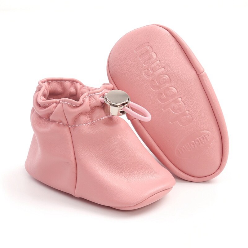 -né anti-dérapant semelle souple baskets premiers marcheurs bébé garçon fille PU cuir poche chaussures semelle souple enfant en bas âge chaussures 0-18M: Rose / 13-18 mois
