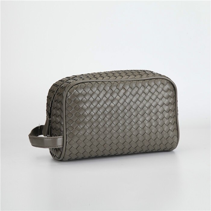 Luxe Woven Man Tas Prachtige Dag Clutch Mannelijke Handvat Tas Premium Faux Lederen Mannen Clutch Handtas: Donkergrijs