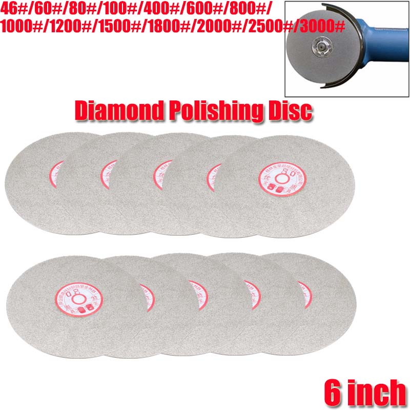 1Pc 6 &quot;Diamant Polieren Rabatt Flache Runde parallel Schleifen Rad 46/60/80/100/400/600/800/1000/1200/1500/1800/2000/2500/3000 Streugut