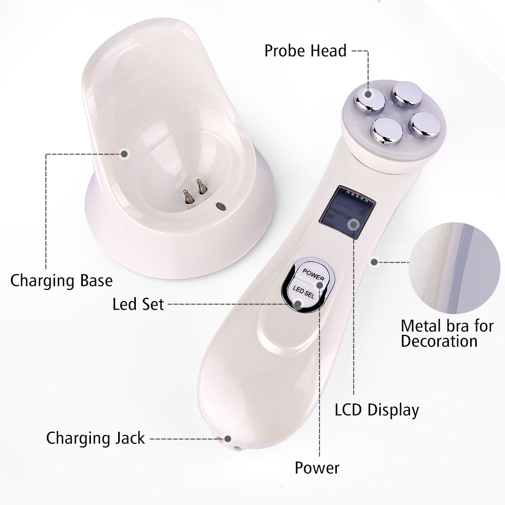 5 in 1 LED skin Tightening Device RF/EMS Mesotherapy Electroporation Beauty Radio Frequency LED Photon Face Skin Rejuvenation