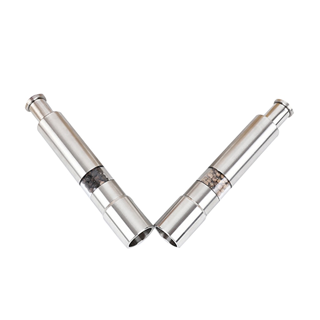 Molinillo de pimienta Manual, salero, Pulgar de empujar, de una mano molinillo de pimienta, molinillos de salsa de especias de acero inoxidable, herramientas de cocina #35