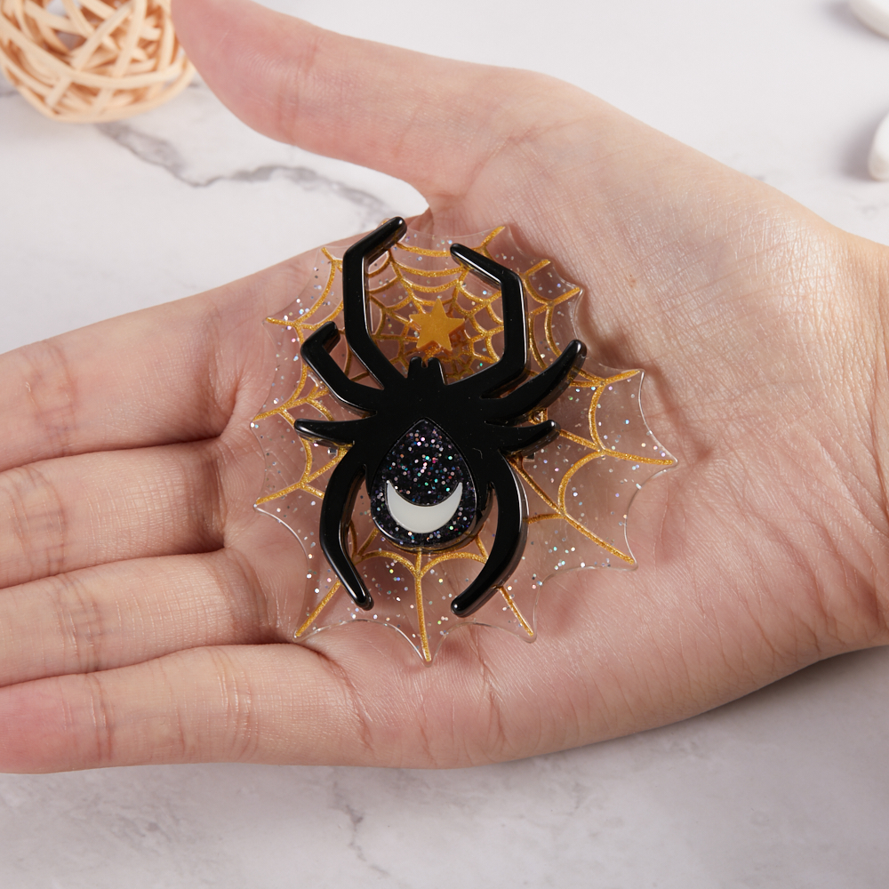Apsvo ručne vyrábané akrylové halloween pavúkové brošne pre ženy muži brošňa sveter šatka spona zatváracie špendlíky taška šperky doplnky