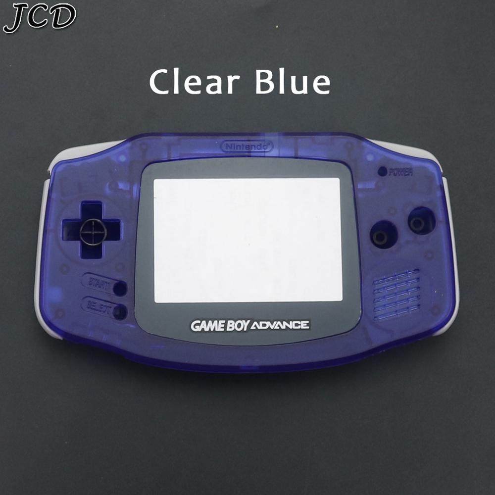 JCD carcasa completa para Nintendo Gameboy GBA funda carcasa rígida con lente de pantalla para consola Gameboy Advance carcasa transparente luminosa: CLear BLue