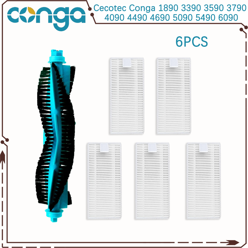 For Cecotec Conga 1890 3390 3590 3790 4090 4490 4690 5090 5490 6090 Robot Vacuum Main Side Brush Hepa Filter Mop Part: Clear
