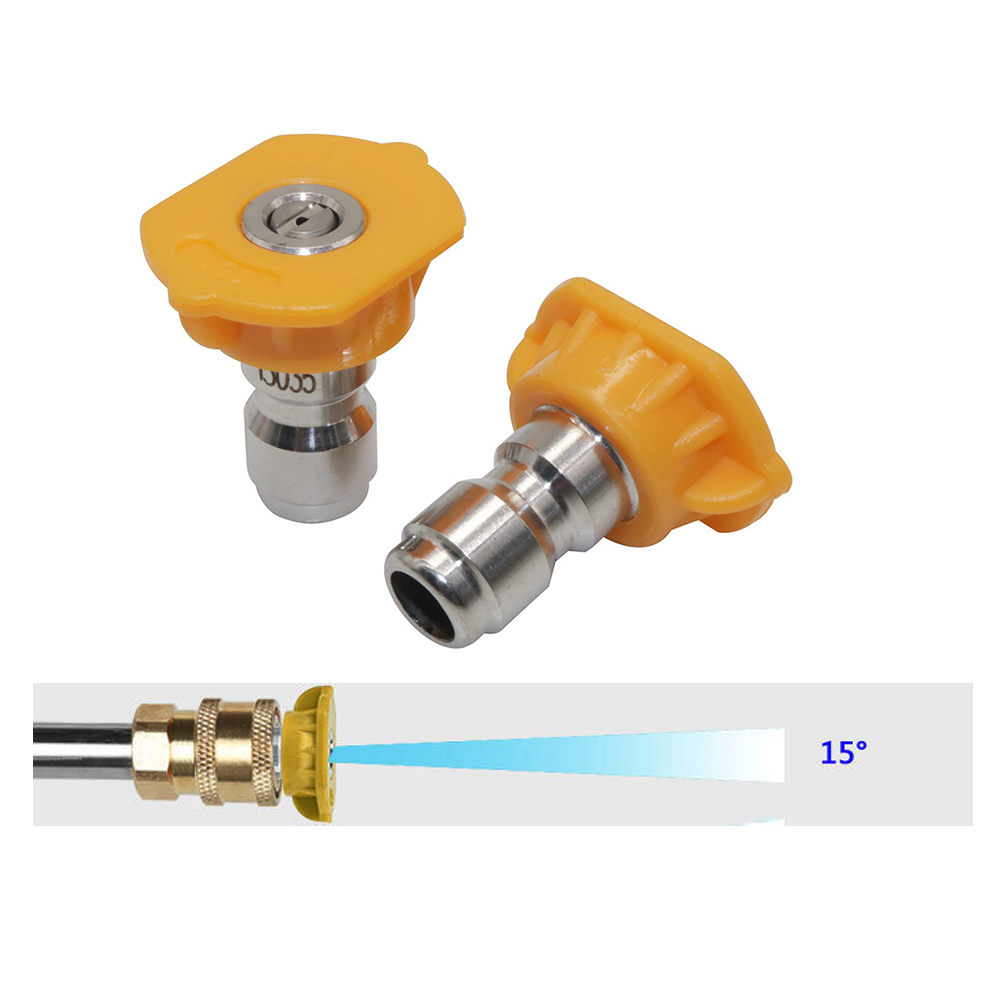 Boquilla de pulverización para lavadora de alta presión, conexión rápida de 1/4 ", 0 15 25 40 65 grados, punta para boquilla de jabón de riego, limpieza de jardín, 1 Uds.: Descolorido