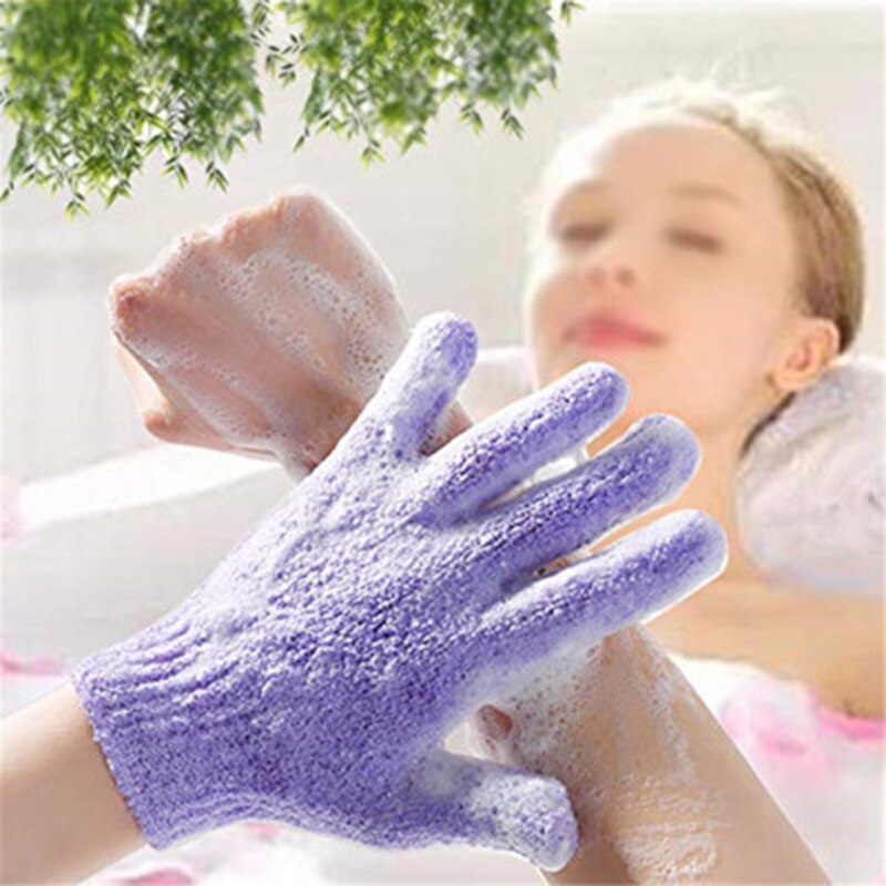 2 pexfoliating badehansker 2 par pakke hjemmebade fem-finger hansker låve badehåndkle fargerike myke boble badehåndkle hansker