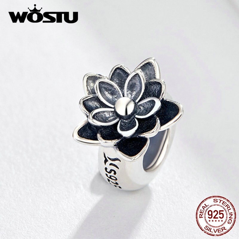 WOSTU S925 cuentas de loto auténticas cuentas de plata de ley 925 ajuste pulsera y brazalete para mujer joyería DXC1196