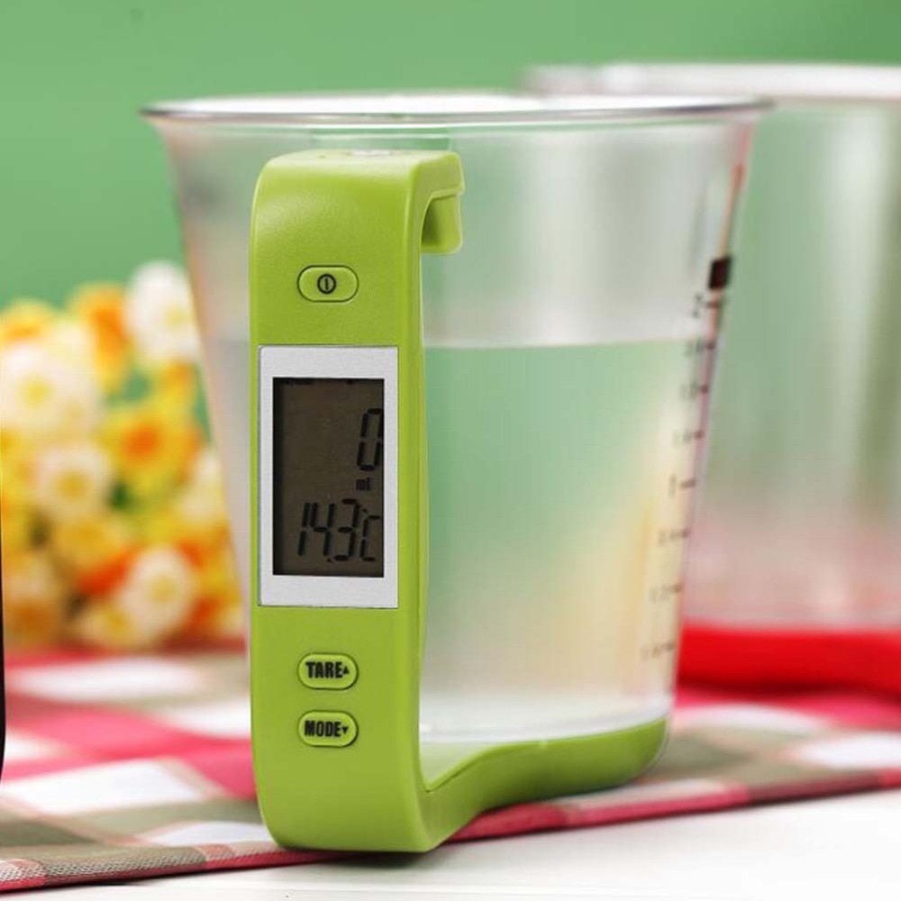 Multifunction Digital Measuring Cup Electronic LCD Display Kitchen Measuring Cup 1000g/1g Powder Cup (Light Green)
