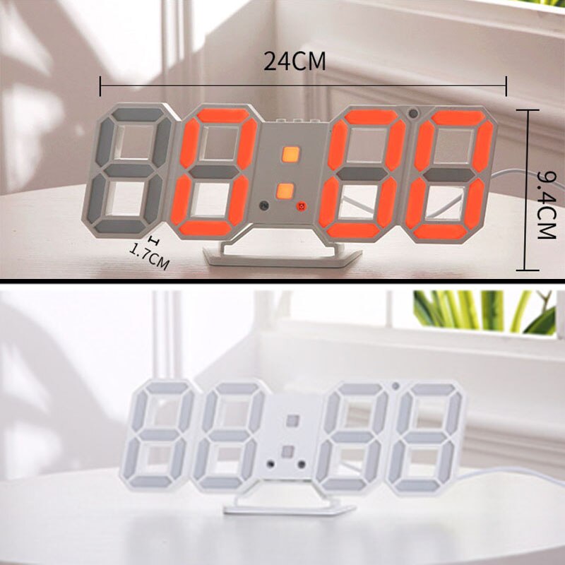 1pc 3D LED Wall Clock Modern Digital Wall Table Clock Watch Desktop Alarm Clock Nightlight Saat Wall Clock For Home Living Room