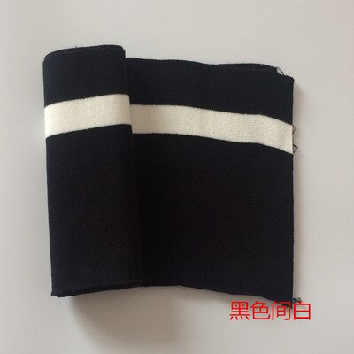 Puños a rayas de algodón, 15x95CM, 670gsm, tejido de punto elástico a rayas para escote, chaqueta de invierno, accesorios de ropa: BlackWhite