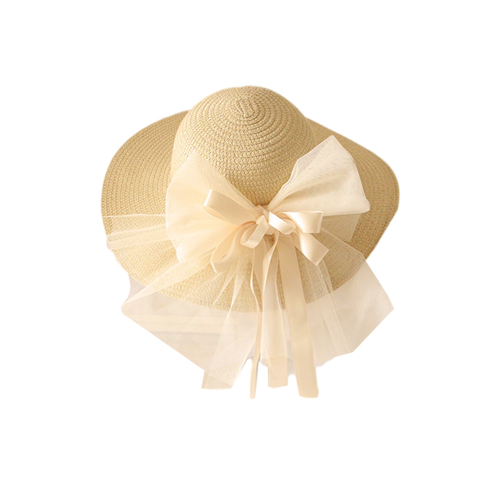 Chapeaux de soleil d&#39;été pour femmes, chapeau de paille pour filles, chapeau de plage avec nœud ruban