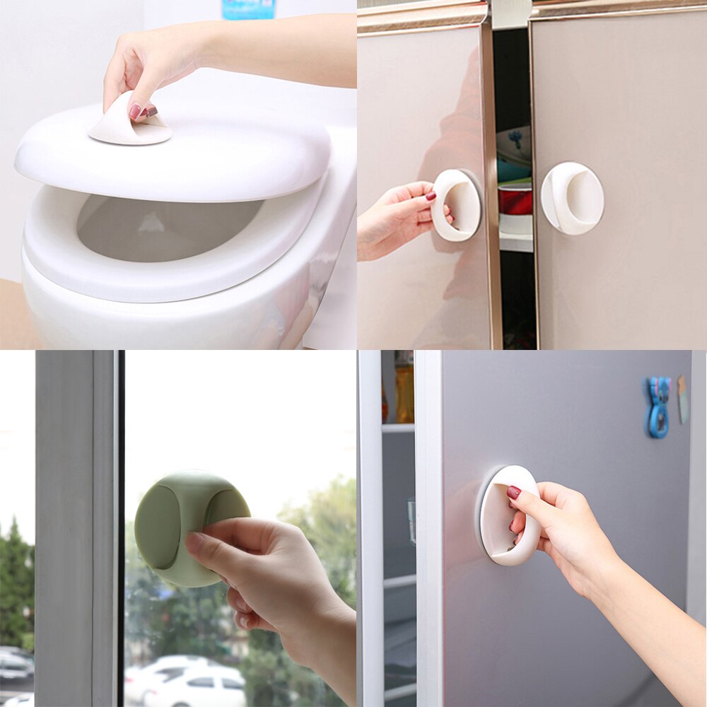 Multifunctionele Zelfklevende Ronde Deurklink Extra Knoppen Plastic Meubilair Garderobe Trekt Glas Venster Koelkast Pull